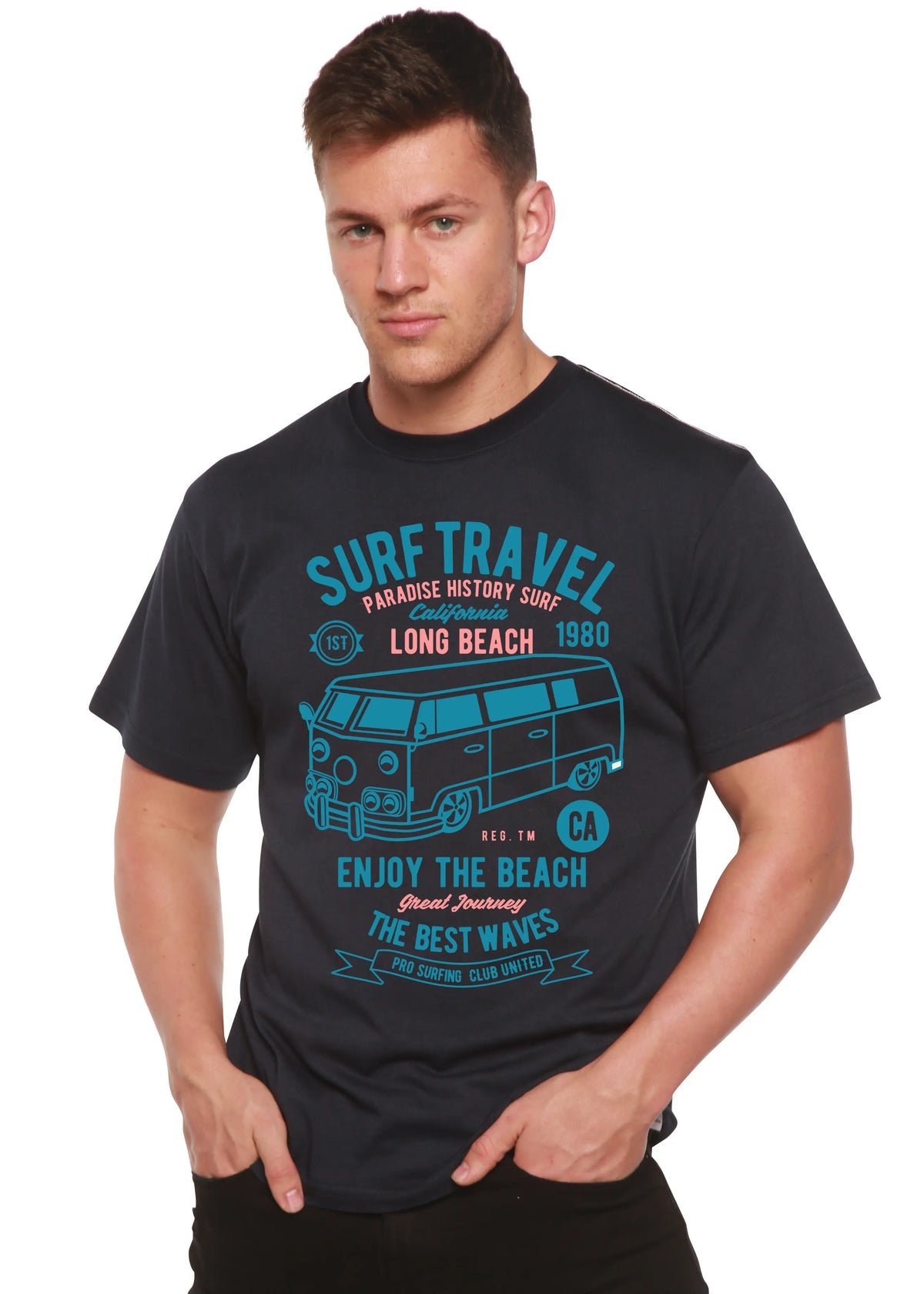 Surf Travel Spun Bamboo® Men's Bamboo Viscose/Organic Cotton Short Sleeve Graphic T-Shirt Spun Bamboo