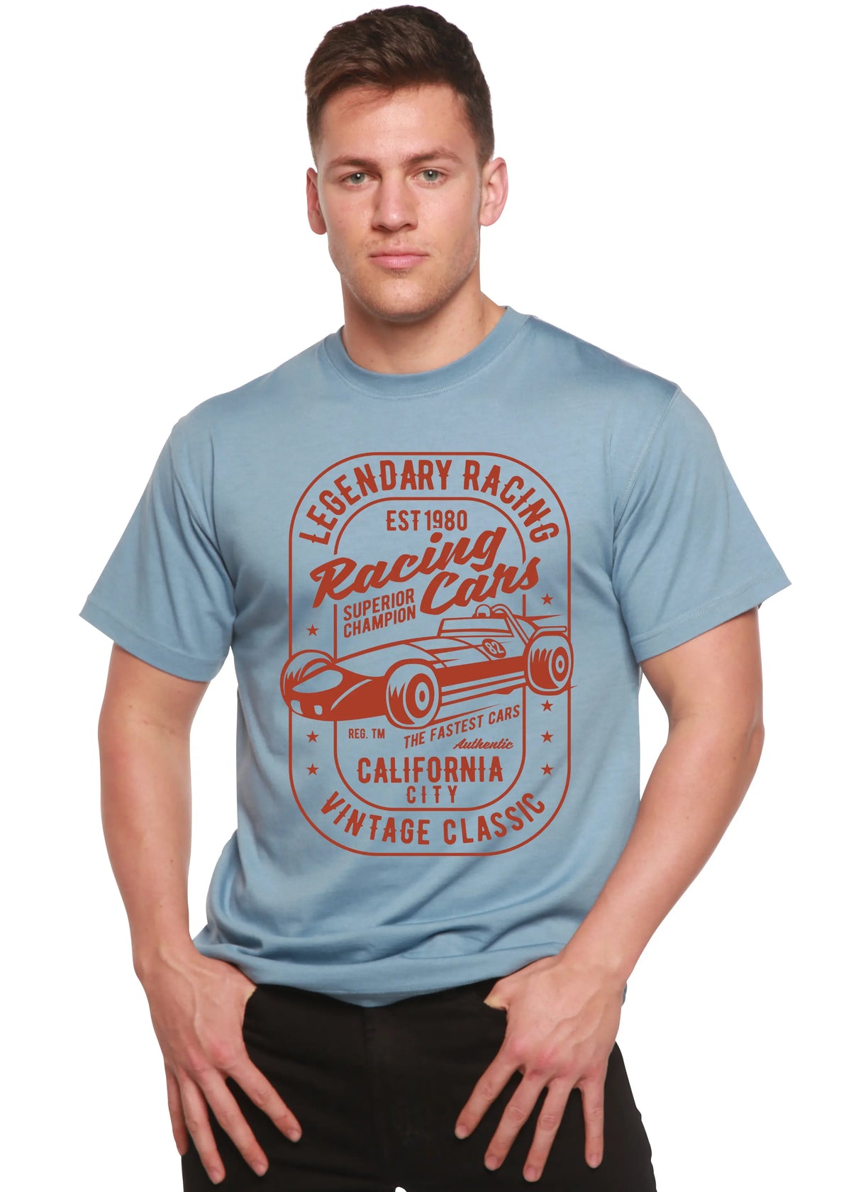 Legendary Racing Cars Men's Bamboo Viscose/Organic Cotton Short Sleeve Graphic T-Shirt Spun Bamboo