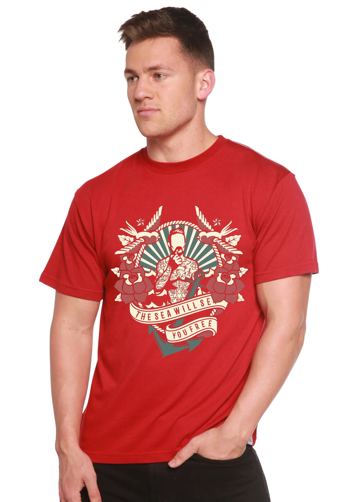 The Sea Will Spun Bamboo® Men's Bamboo Viscose/Organic Cotton Short Sleeve Graphic T-Shirt Spun Bamboo