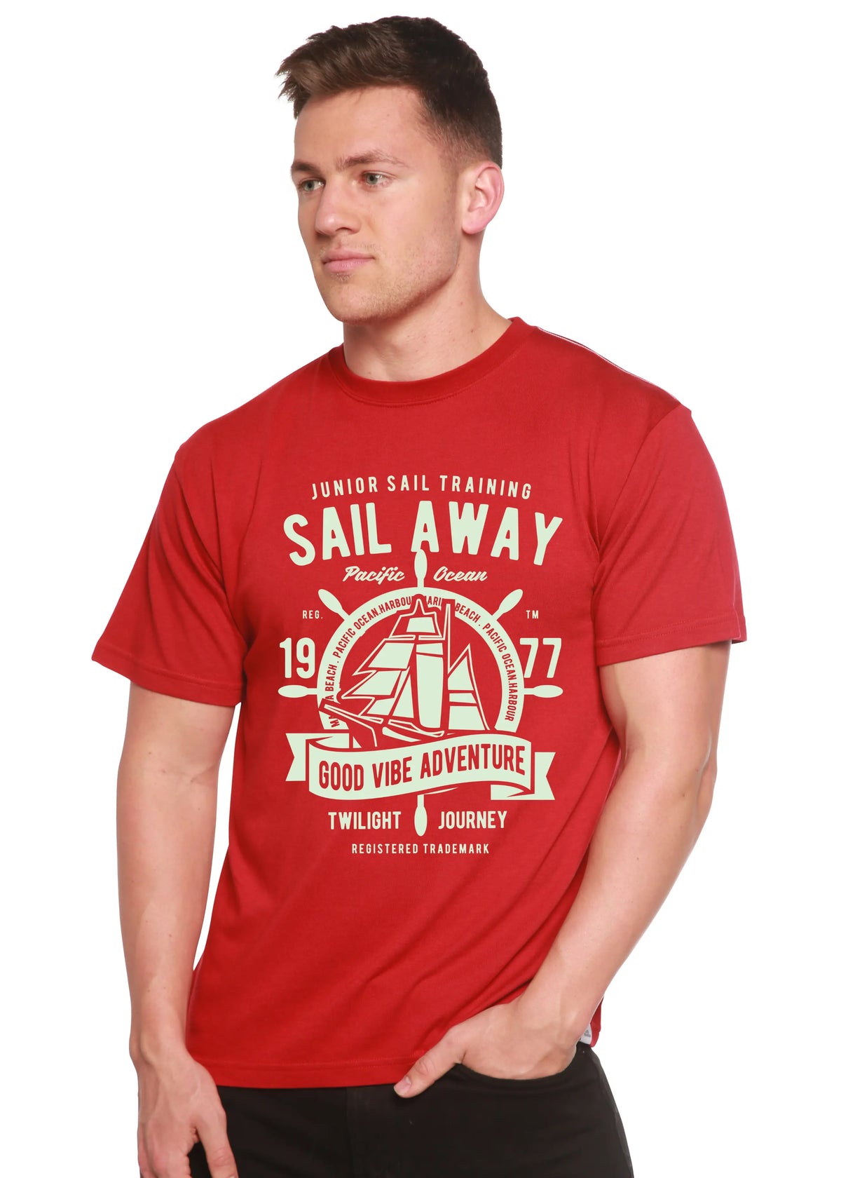 Sail Away Spun Bamboo® Men's Bamboo Viscose/Organic Cotton Short Sleeve Graphic T-Shirt Spun Bamboo