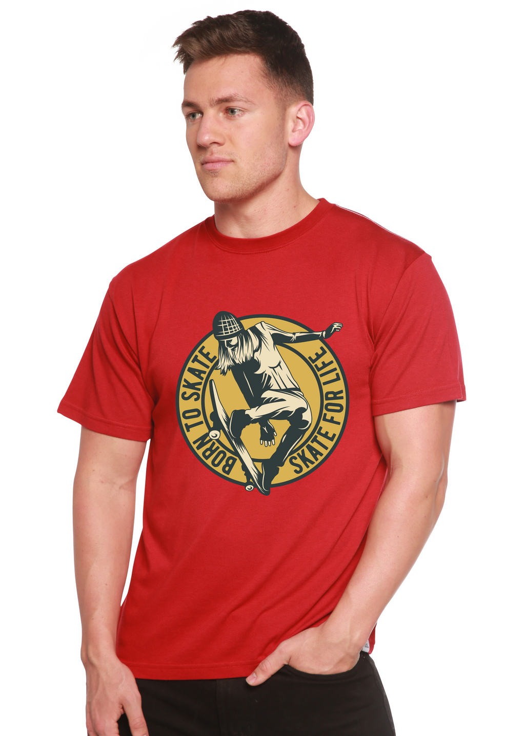 Skate For Life Men's Bamboo Viscose/Organic Cotton Short Sleeve Graphic T-Shirt Spun Bamboo
