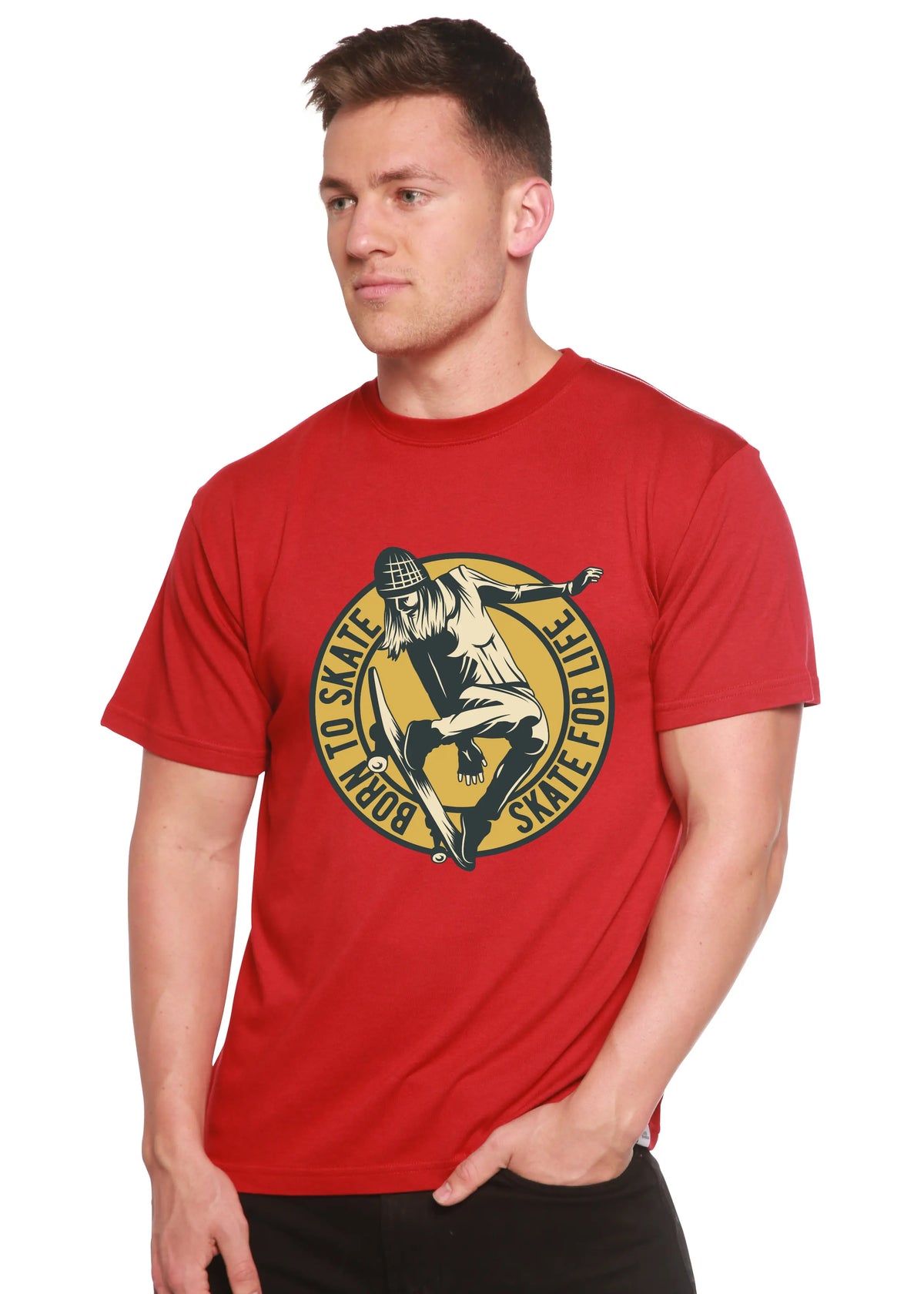 Skate For Life Men's Bamboo Viscose/Organic Cotton Short Sleeve Graphic T-Shirt Spun Bamboo