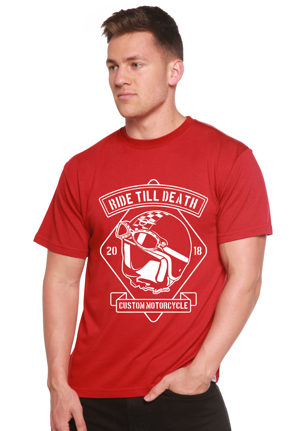 Ride Till Death Spun Bamboo® Men's Bamboo Viscose/Organic Cotton Short Sleeve Graphic T-Shirt Spun Bamboo