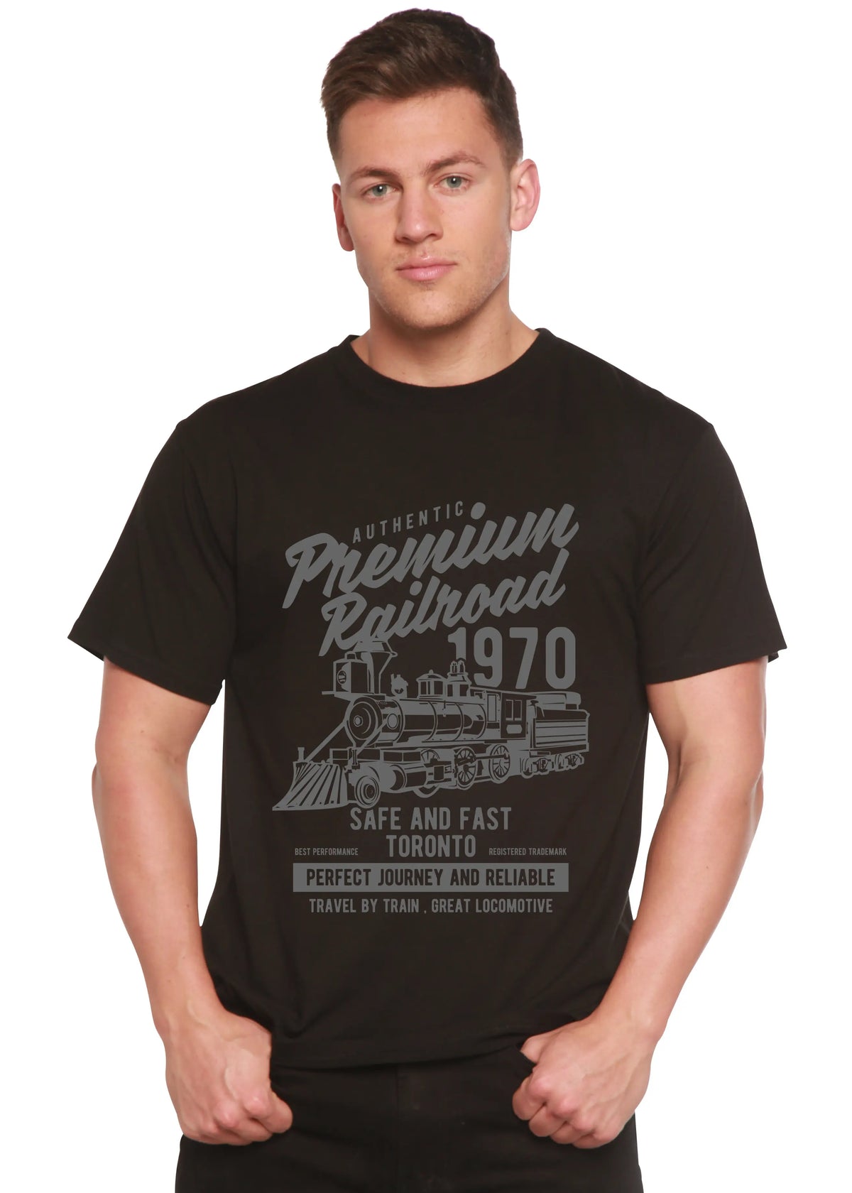Premium Railroad Spun Bamboo® Men's Bamboo Viscose/Organic Cotton Short Sleeve Graphic T-Shirt Spun Bamboo