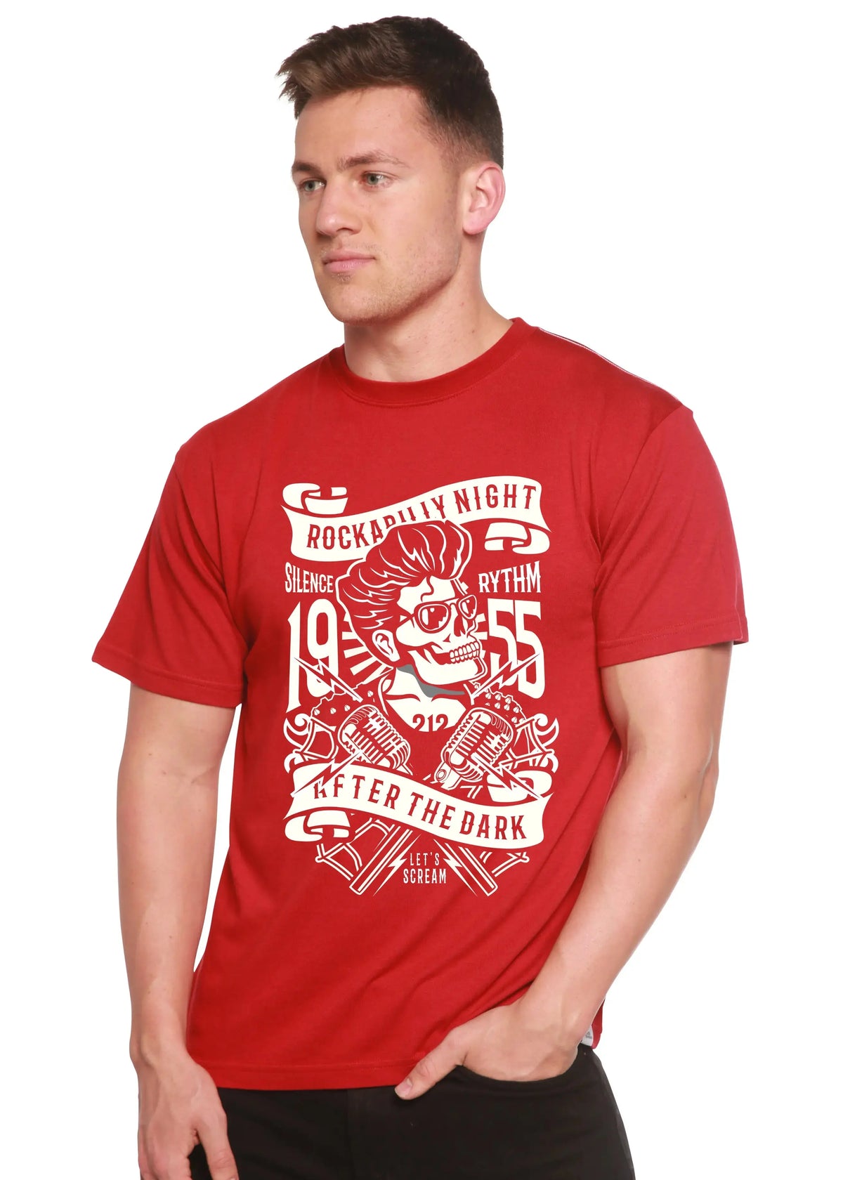 Rockabilly Night Spun Bamboo® Men's Bamboo Viscose/Organic Cotton Short Sleeve Graphic T-Shirt Spun Bamboo