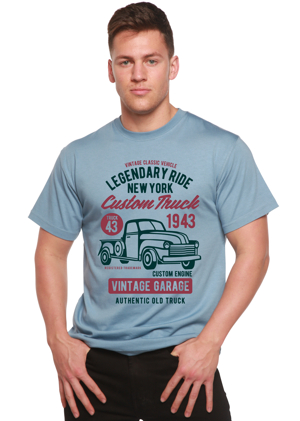 Legendary Ride Custom Truck Men's Bamboo Viscose/Organic Cotton Short Sleeve Graphic T-Shirt Spun Bamboo