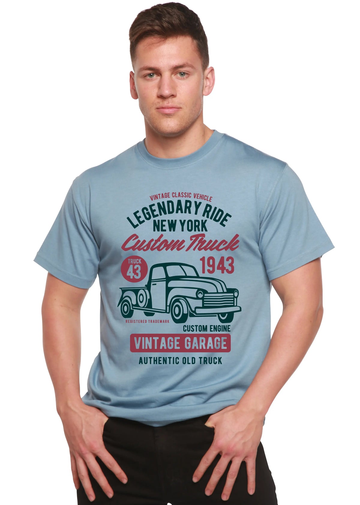 Legendary Ride Custom Truck Men's Bamboo Viscose/Organic Cotton Short Sleeve Graphic T-Shirt Spun Bamboo