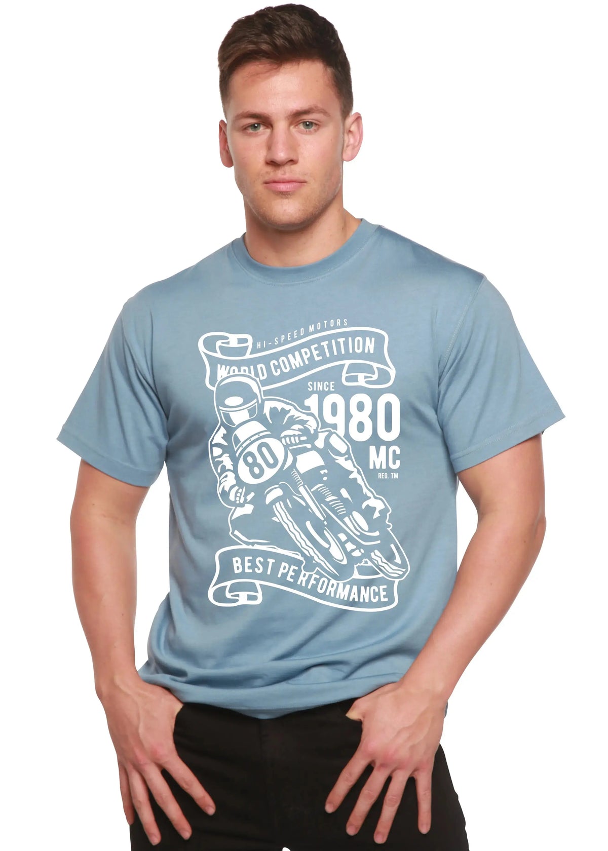 World Competition Men's Bamboo Viscose/Organic Cotton Short Sleeve Graphic Graphic T-Shirt Spun Bamboo