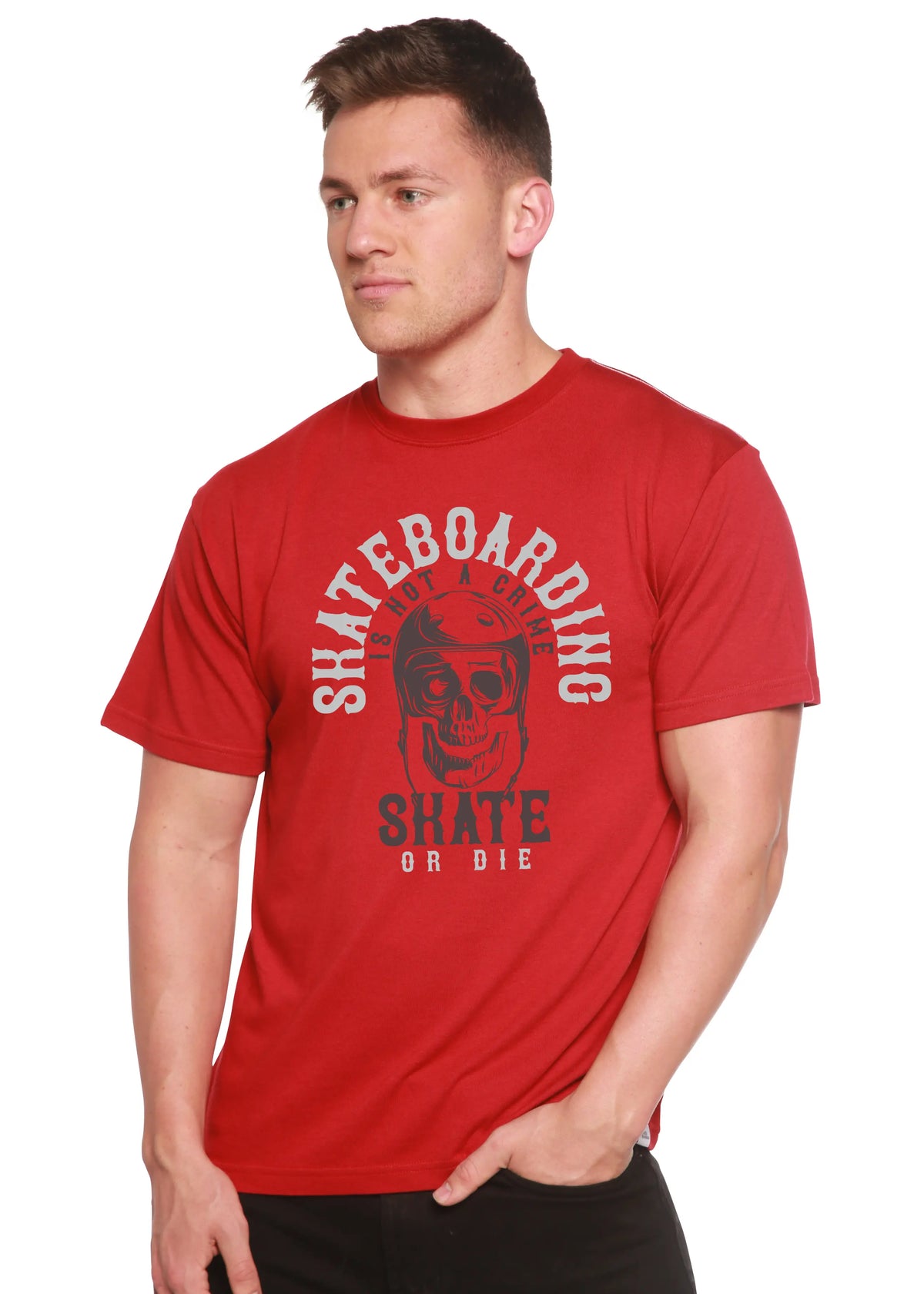 Skate Boarding Men's Bamboo Viscose/Organic Cotton Short Sleeve Graphic T-Shirt Spun Bamboo