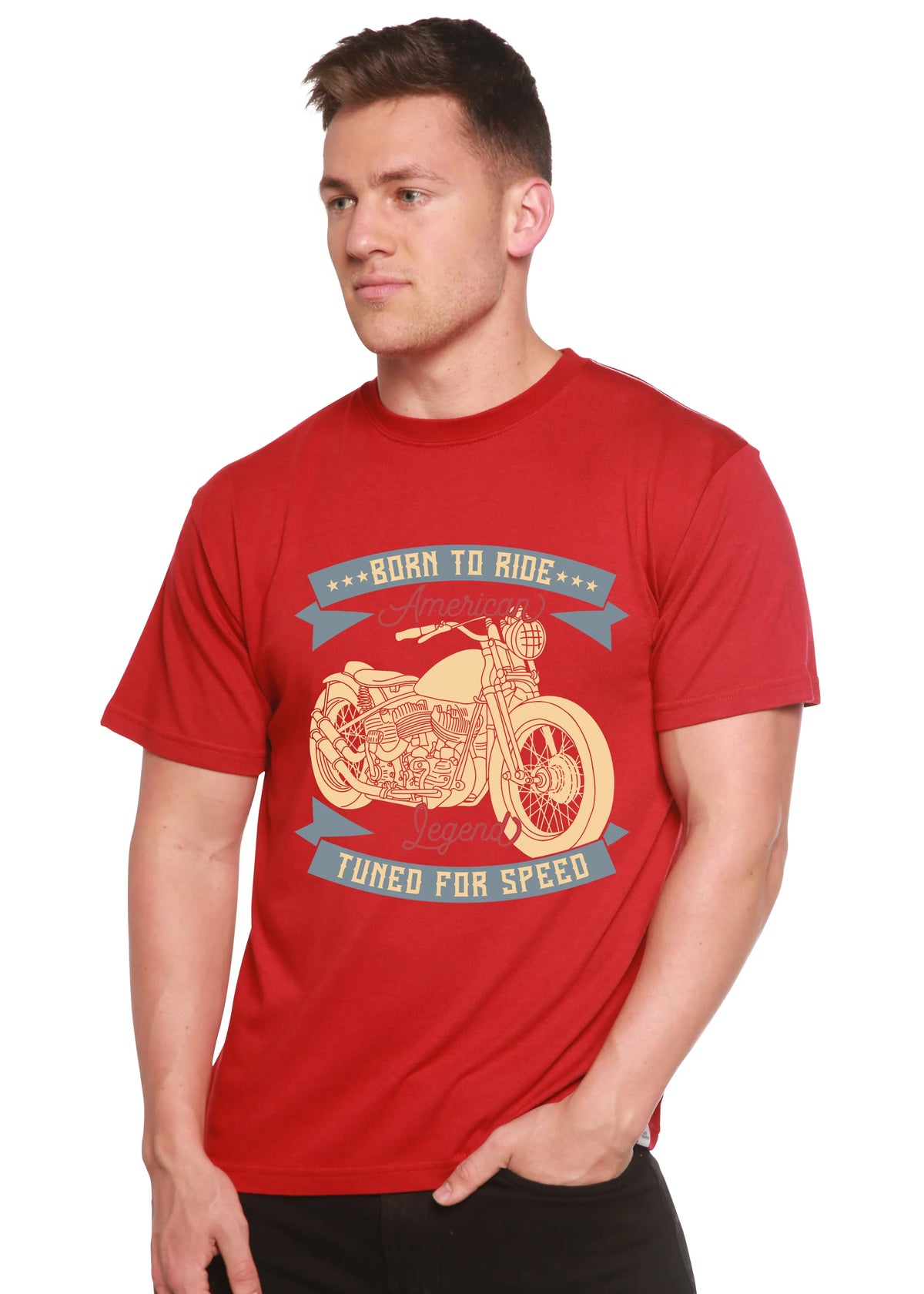 Born To Ride American Legend Men's Bamboo Viscose/Organic Cotton Short Sleeve Graphic T-Shirt Spun Bamboo