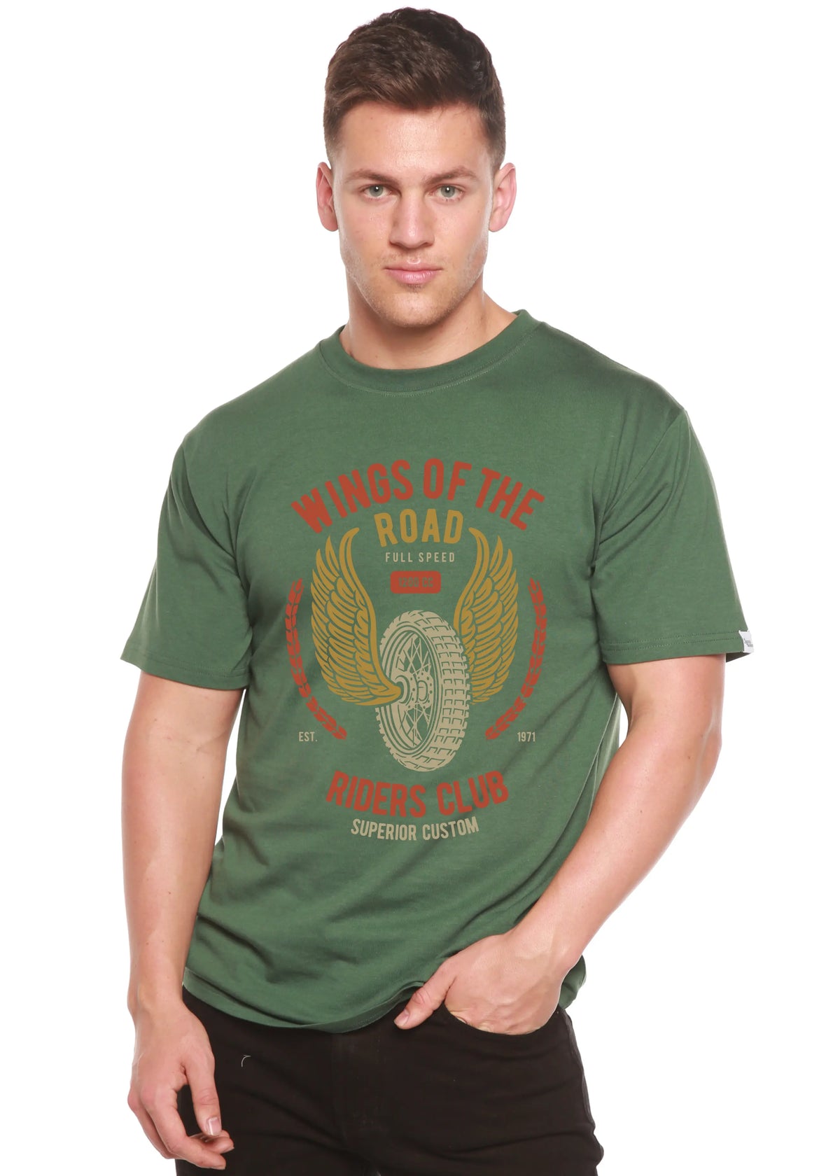 Wings Of The Road Spun Bamboo® Men's Bamboo Viscose/Organic Cotton Short Sleeve Graphic T-Shirt Spun Bamboo