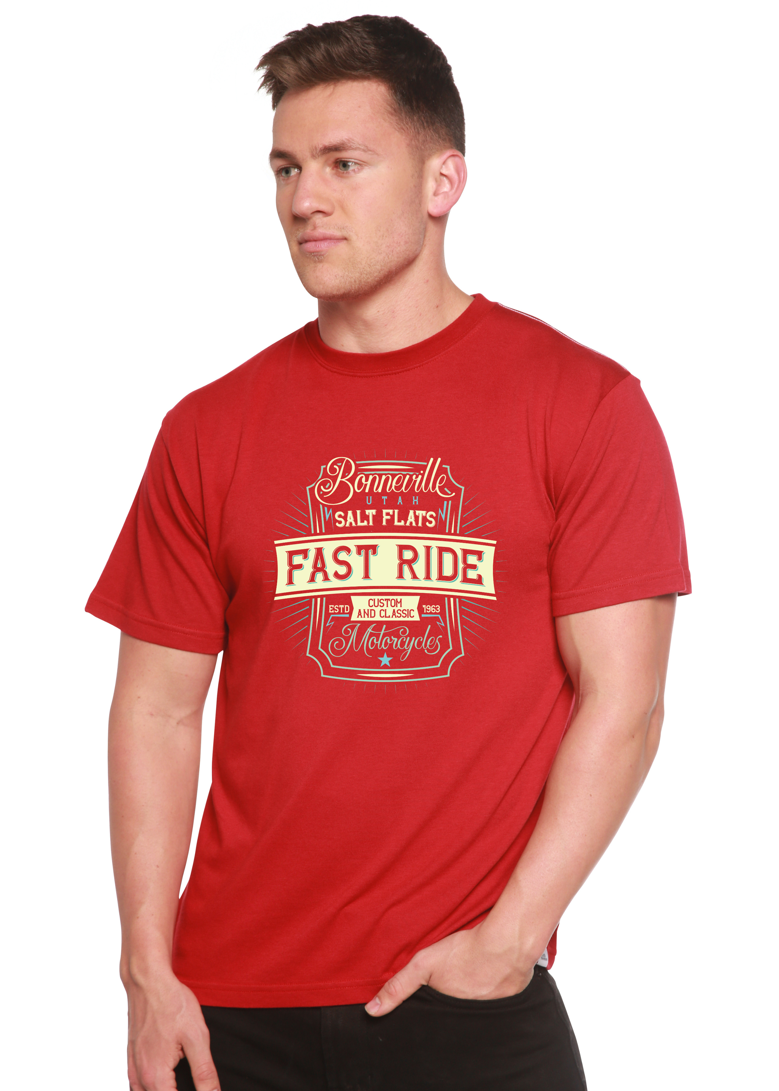 Fast Ride Men's Bamboo Viscose/Organic Cotton Short Sleeve Graphic T-Shirt Spun Bamboo