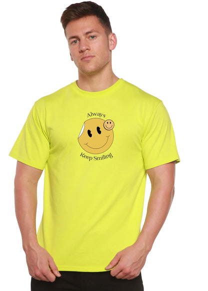Always Keep Smiling Men's Bamboo Viscose/Organic Cotton Short Sleeve Graphic T-Shirt Spun Bamboo