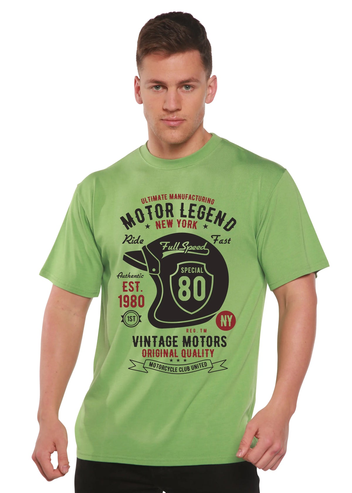 Motor Legend Helmet Men's Bamboo Viscose/Organic Cotton Short Sleeve Graphic T-Shirt Spun Bamboo