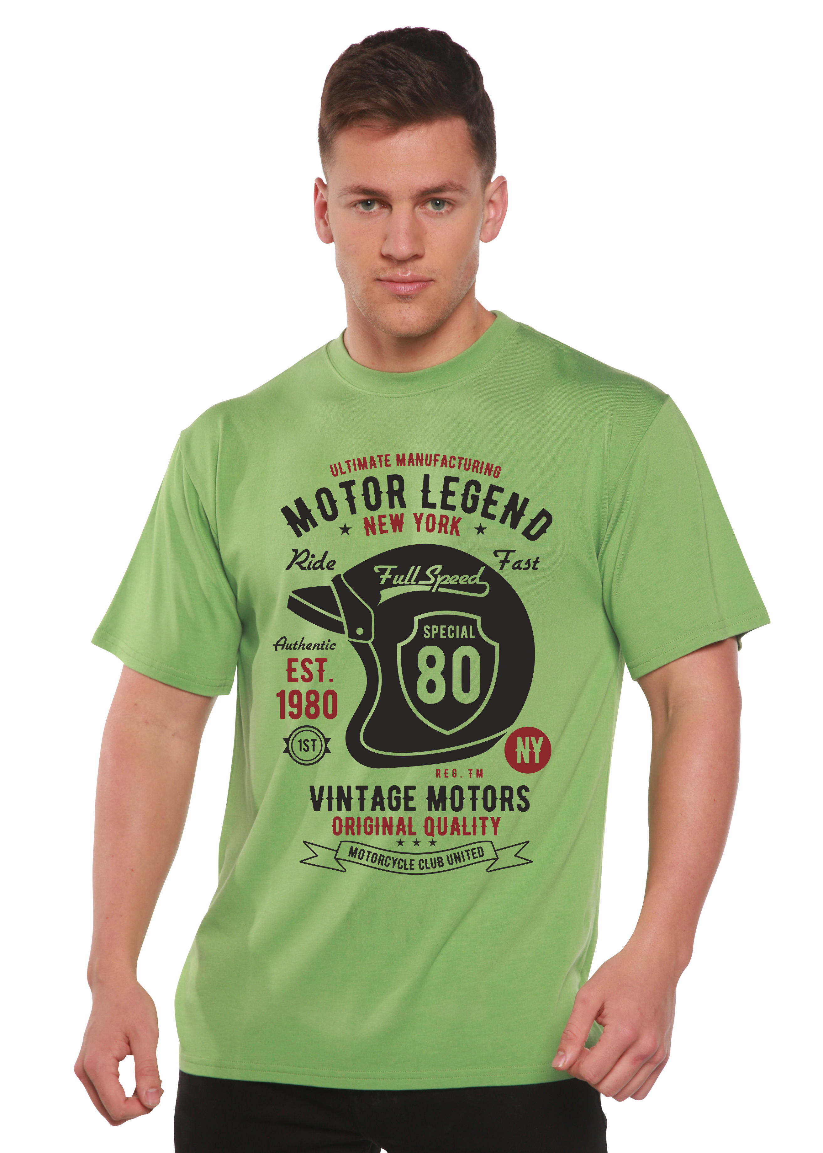 Motor Legend Helmet Men's Bamboo Viscose/Organic Cotton Short Sleeve Graphic T-Shirt Spun Bamboo