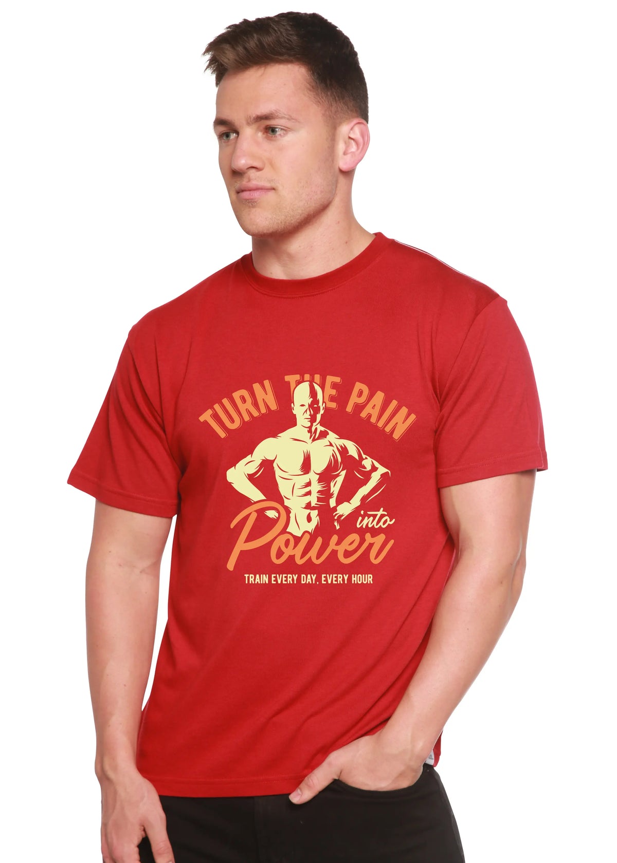 Turn The Pain Men's Bamboo Viscose/Organic Cotton Short Sleeve Graphic T-Shirt Spun Bamboo