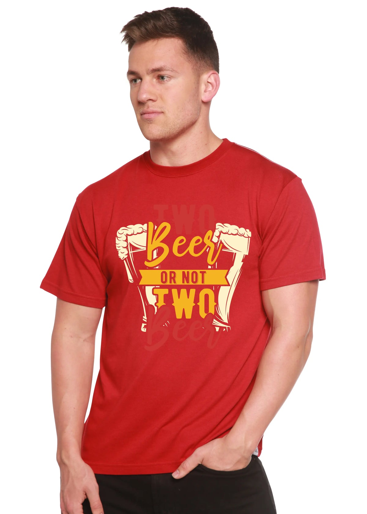 Two Beer Men's Bamboo Viscose/Organic Cotton Short Sleeve Graphic T-Shirt Spun Bamboo