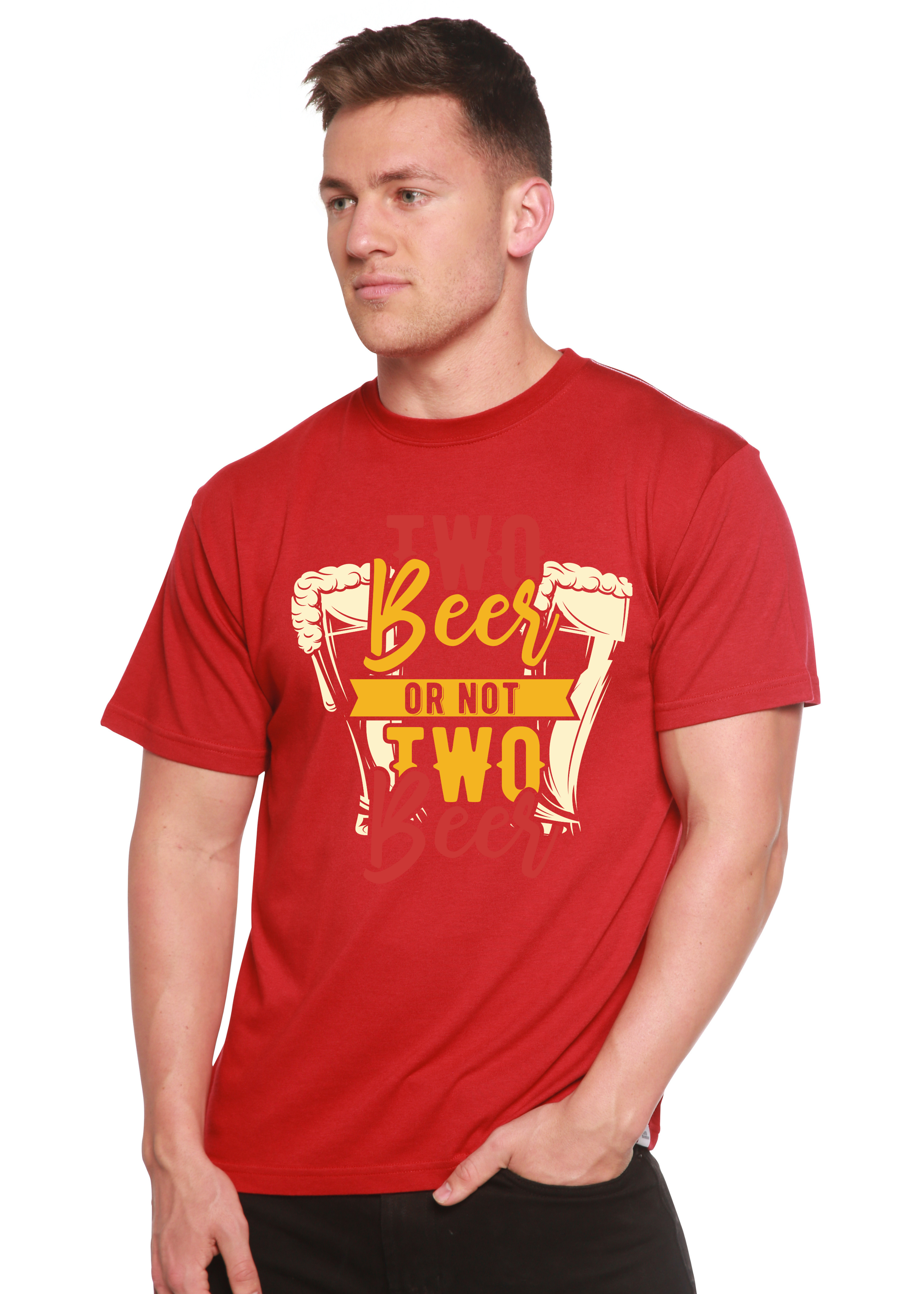 Two Beer Men's Bamboo Viscose/Organic Cotton Short Sleeve Graphic T-Shirt Spun Bamboo