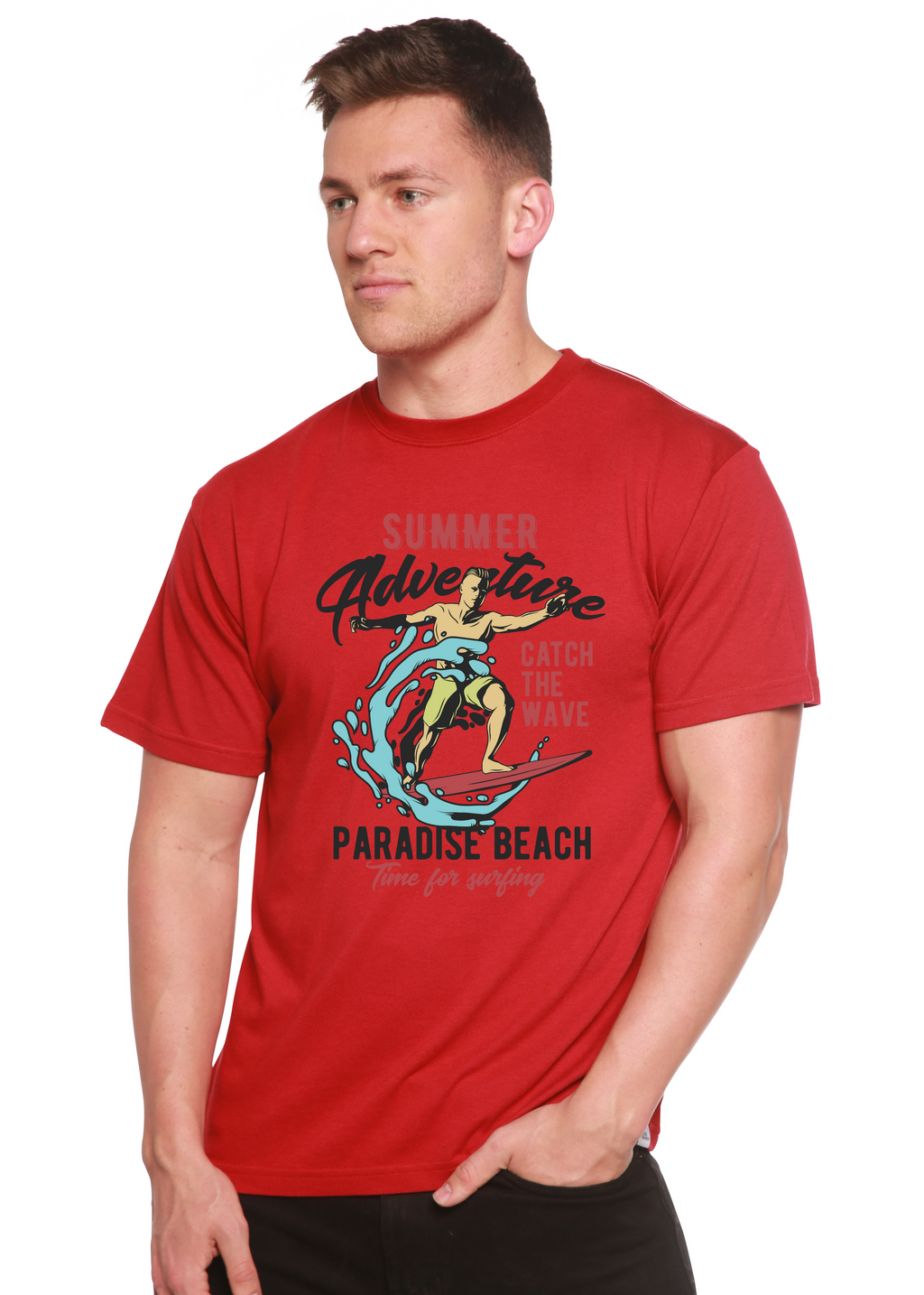 Catch The Wave Men's Bamboo Viscose/Organic Cotton Short Sleeve Graphic T-Shirt Spun Bamboo