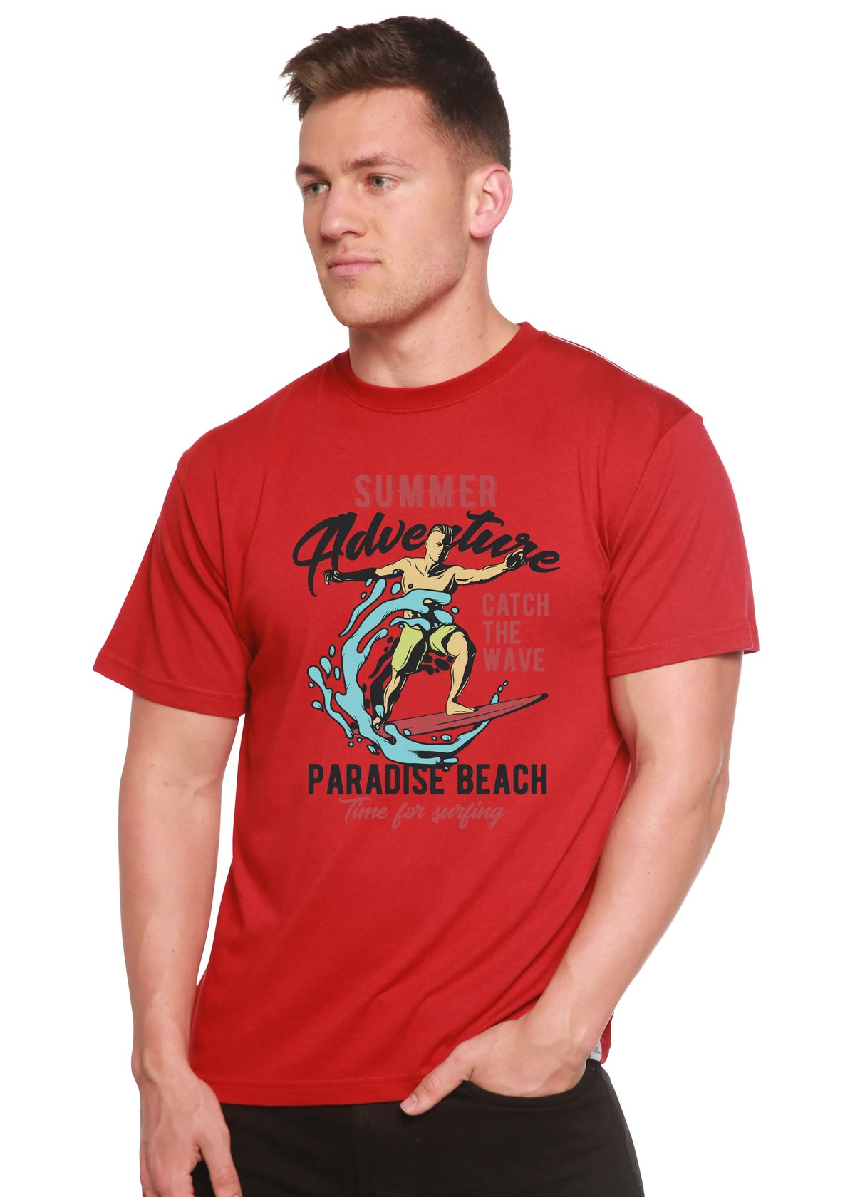 Catch The Wave Men's Bamboo Viscose/Organic Cotton Short Sleeve Graphic T-Shirt Spun Bamboo