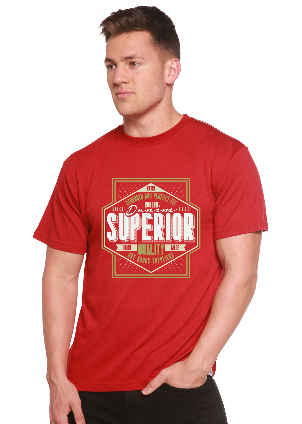 Superior Quality Men's Bamboo Viscose/Organic Cotton Short Sleeve Graphic T-Shirt Spun Bamboo