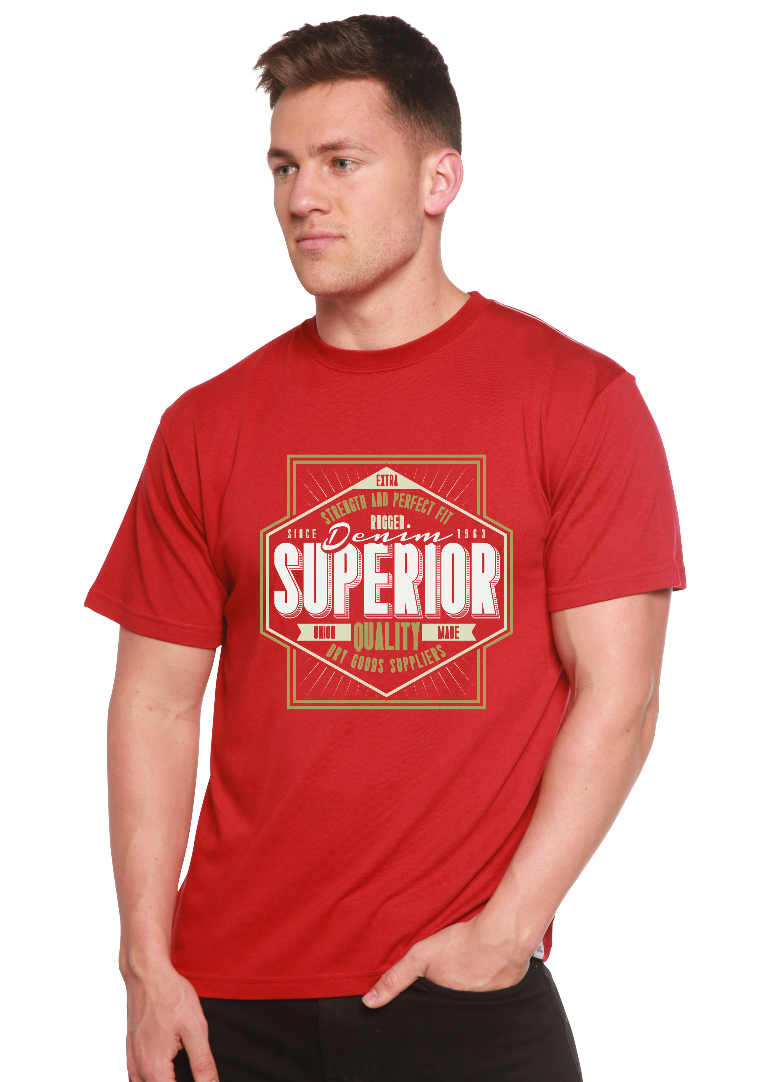 Superior Quality Men's Bamboo Viscose/Organic Cotton Short Sleeve Graphic T-Shirt Spun Bamboo
