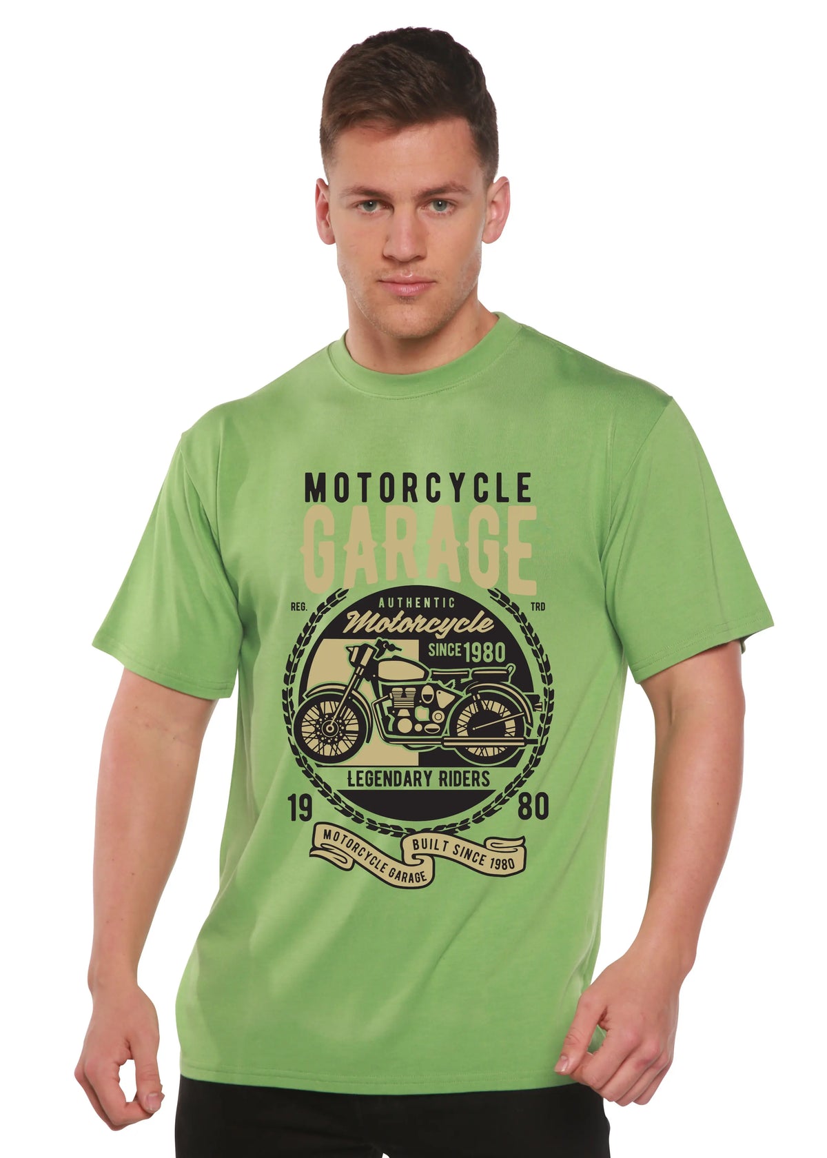 Motorcycle Garage Men's Bamboo Viscose/Organic Cotton Short Sleeve Graphic T-Shirt Spun Bamboo
