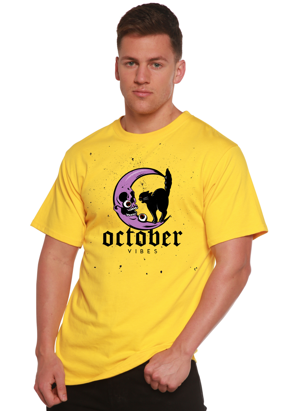 October Vibes Men's Bamboo Viscose/Organic Cotton Short Sleeve Graphic T-Shirt Spun Bamboo
