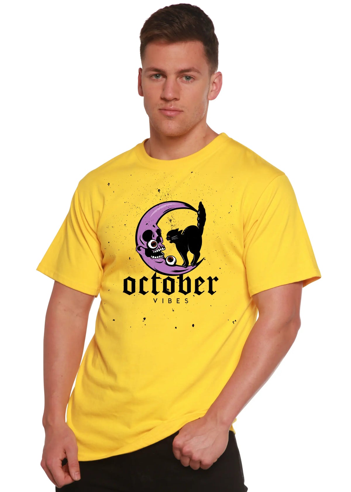 October Vibes Men's Bamboo Viscose/Organic Cotton Short Sleeve Graphic T-Shirt Spun Bamboo