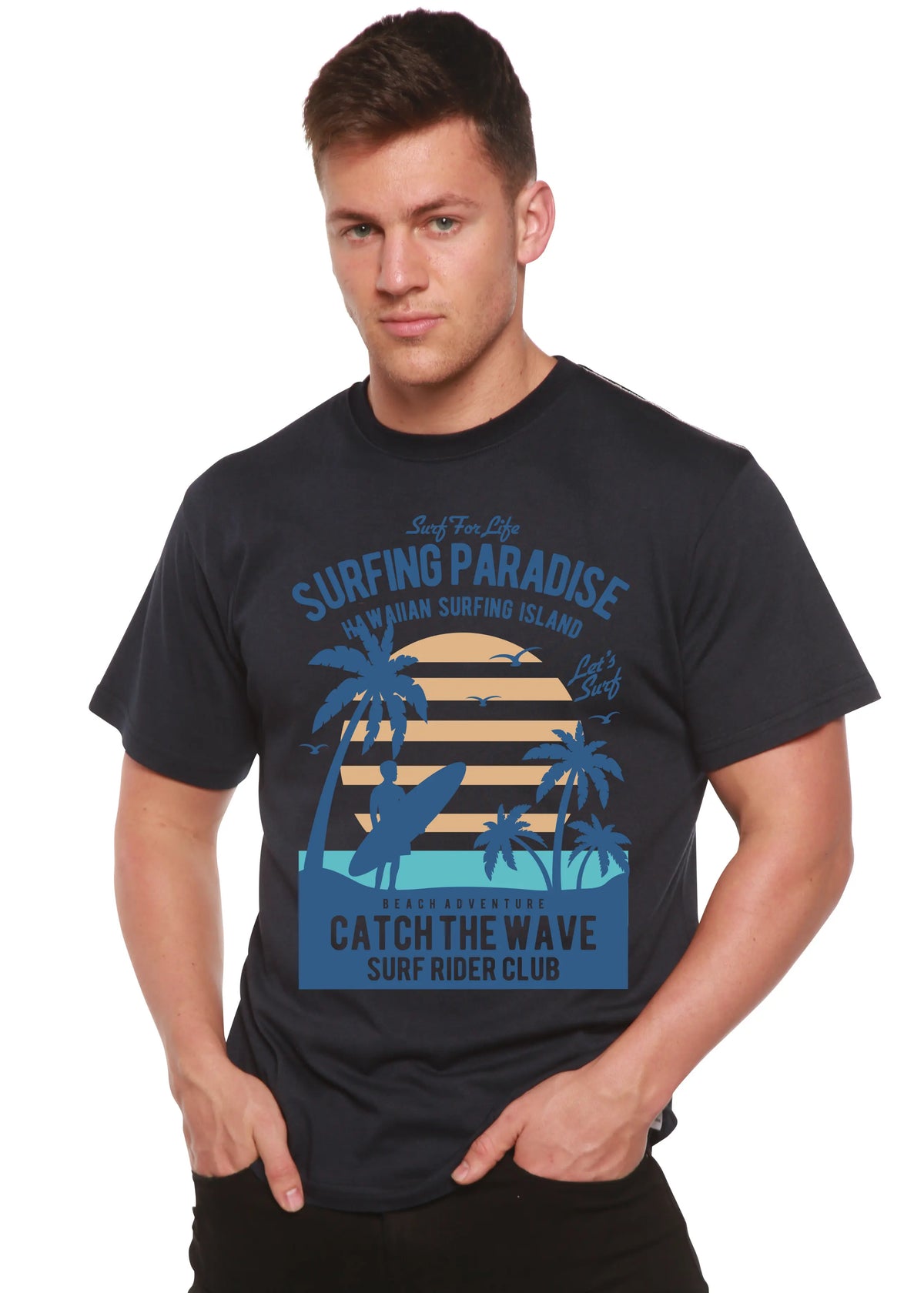 Surfing Paradis Spun Bamboo® Men's Bamboo Viscose/Organic Cotton Short Sleeve Graphic T-Shirt Spun Bamboo