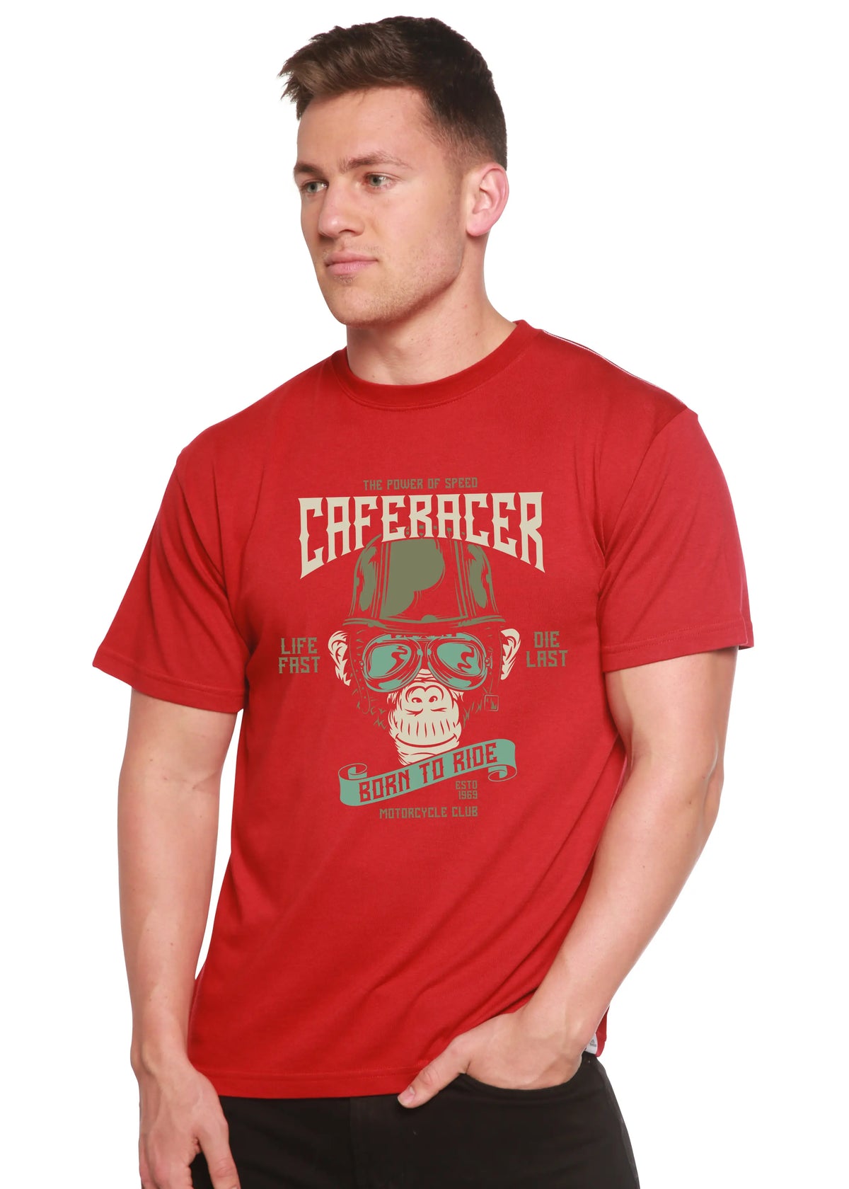 CafeRacer Men's Bamboo Viscose/Organic Cotton Short Sleeve Graphic T-Shirt Spun Bamboo