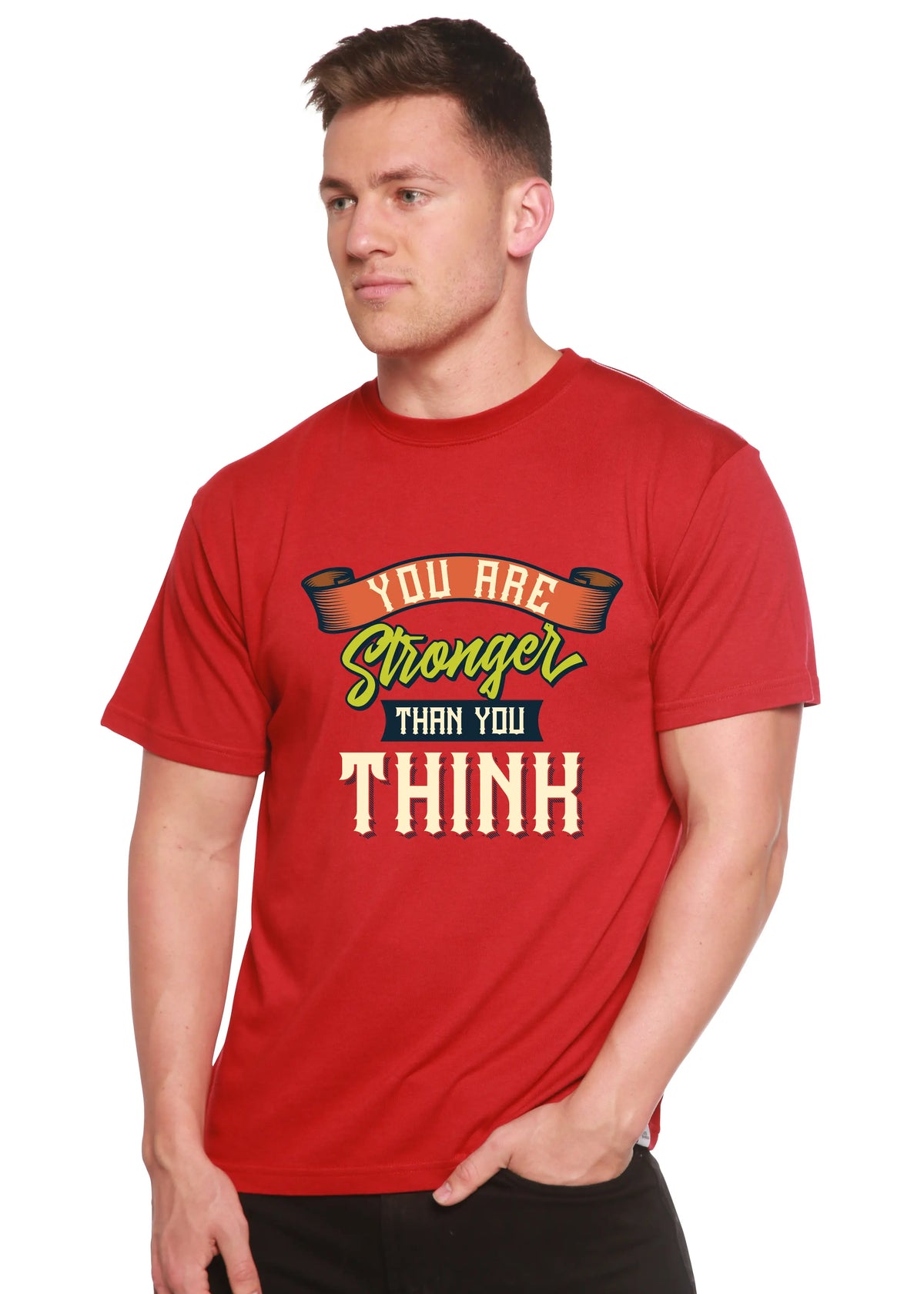 You Are Stronger Than You Think Men's Bamboo Viscose/Organic Cotton Short Sleeve Graphic T-Shirt Spun Bamboo