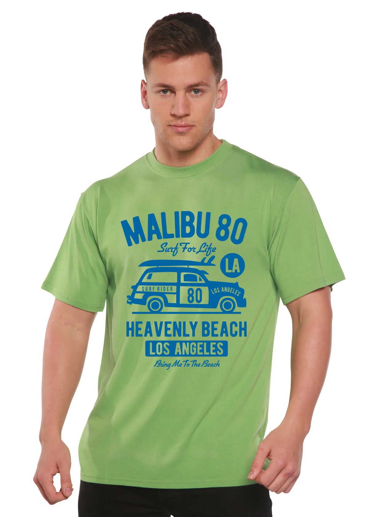 Malibu 80 Men's Bamboo Viscose/Organic Cotton Short Sleeve Graphic T-Shirt Spun Bamboo