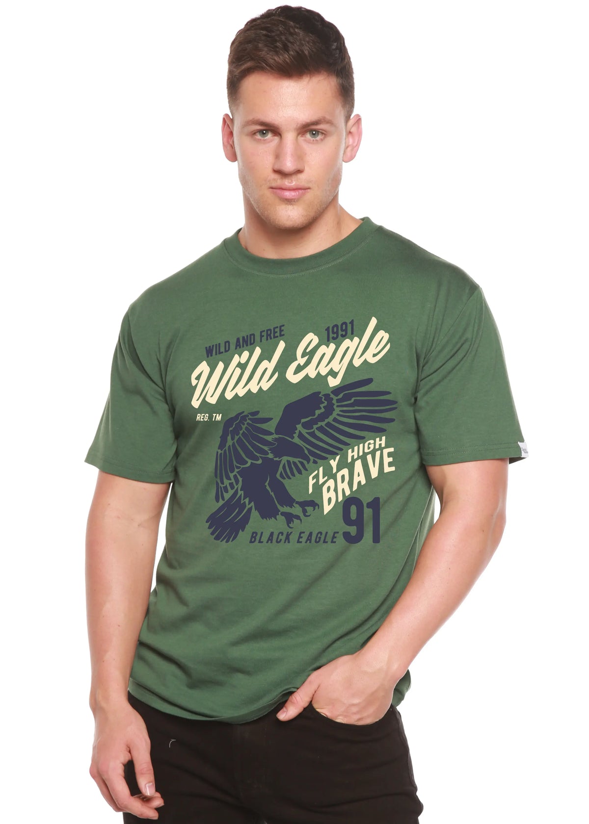 Wild Eagle Spun Bamboo® Men's Bamboo Viscose/Organic Cotton Short Sleeve Graphic T-Shirt Spun Bamboo