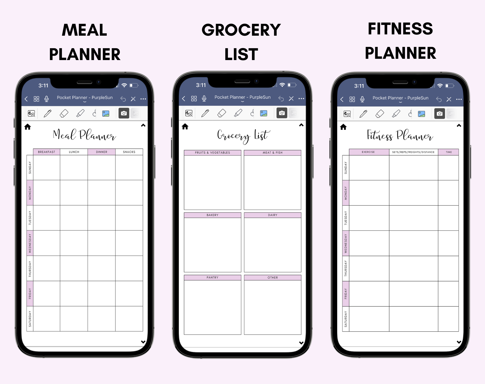 Digital Phone Planner Purple Jessica Autumn