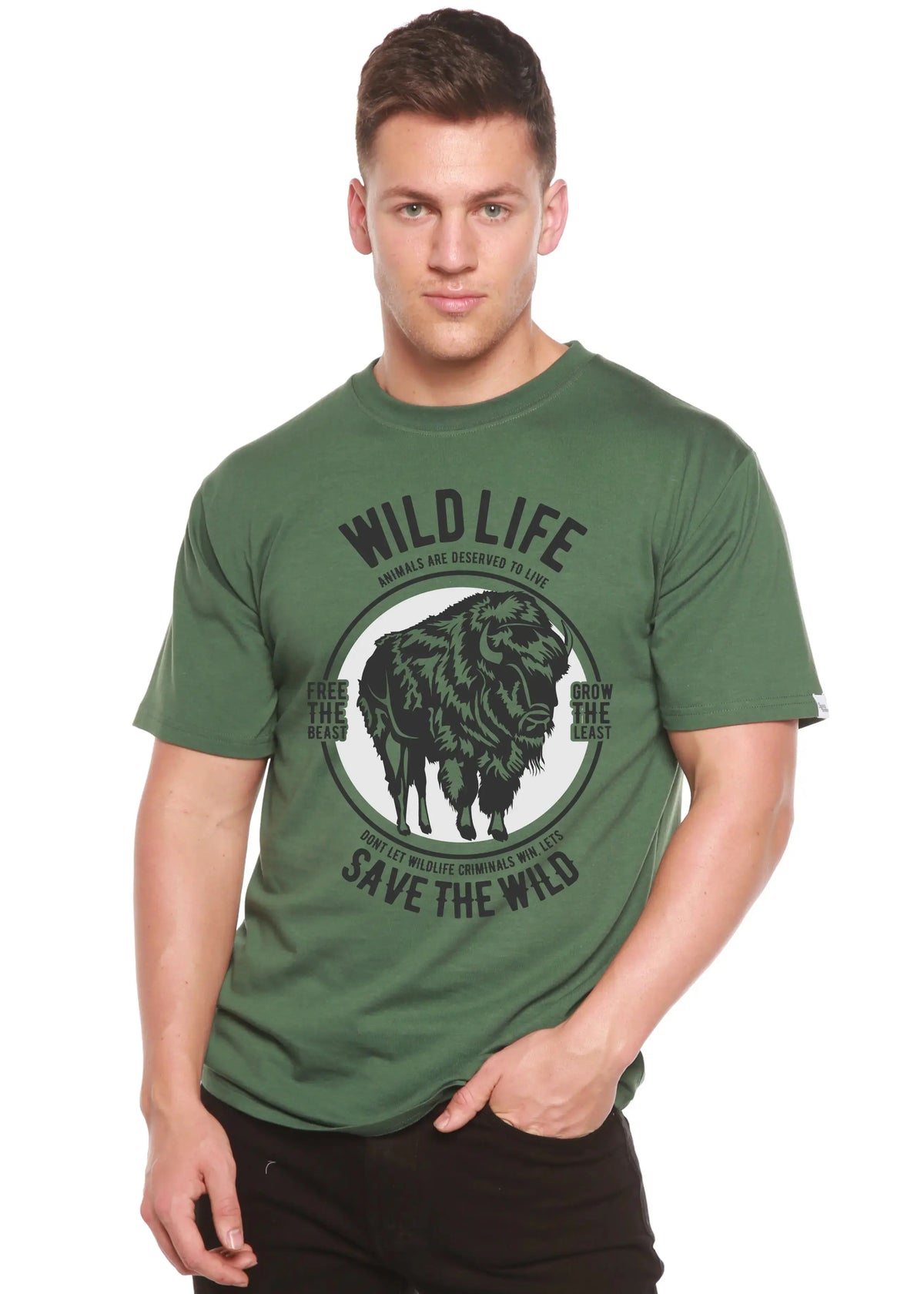 Wild Life Spun Bamboo® Men's Bamboo Viscose/Organic Cotton Short Sleeve Graphic T-Shirt Spun Bamboo