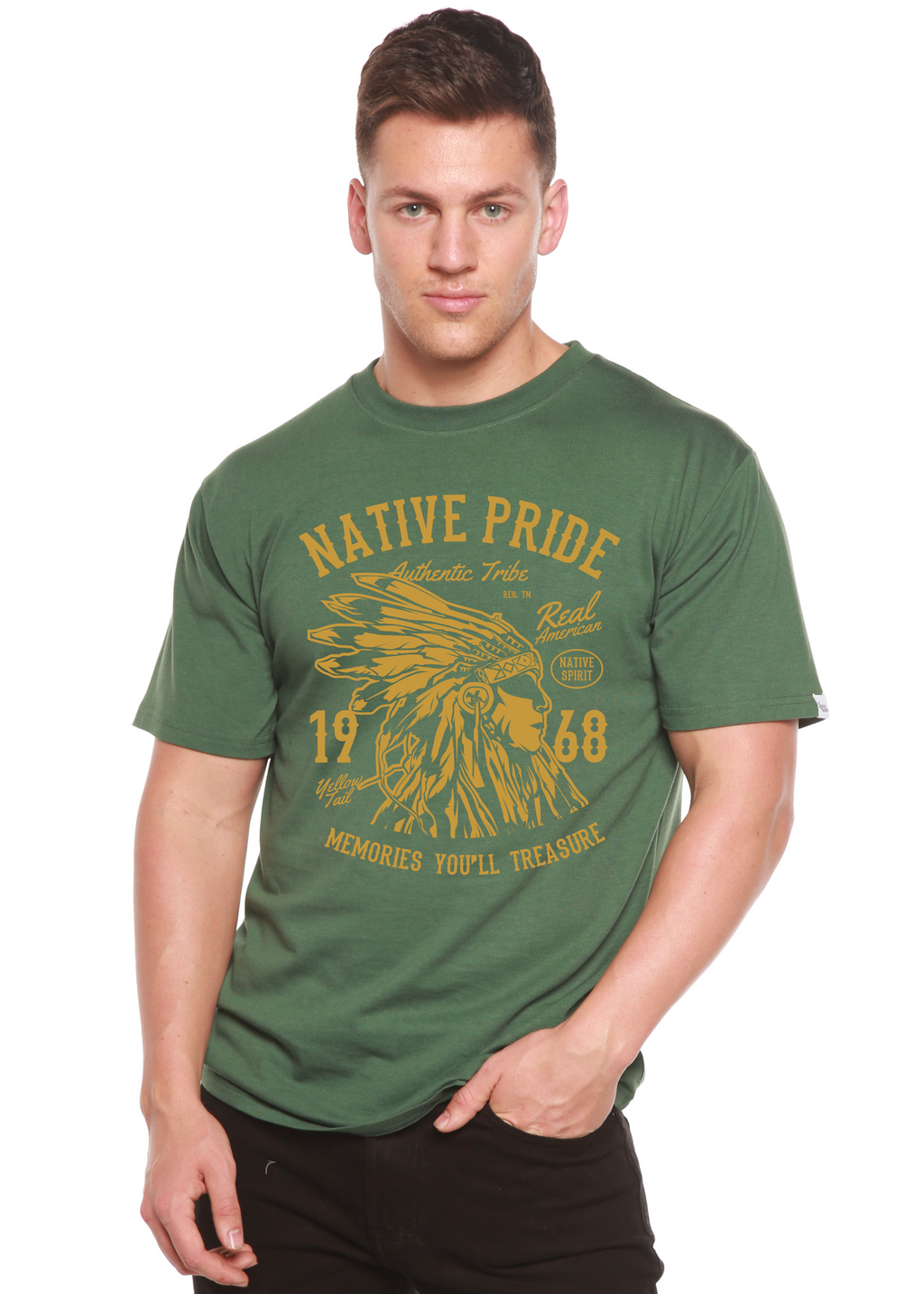 Native Pride Spun Bamboo® Men's Bamboo Viscose/Organic Cotton Short Sleeve Graphic T-Shirt Spun Bamboo