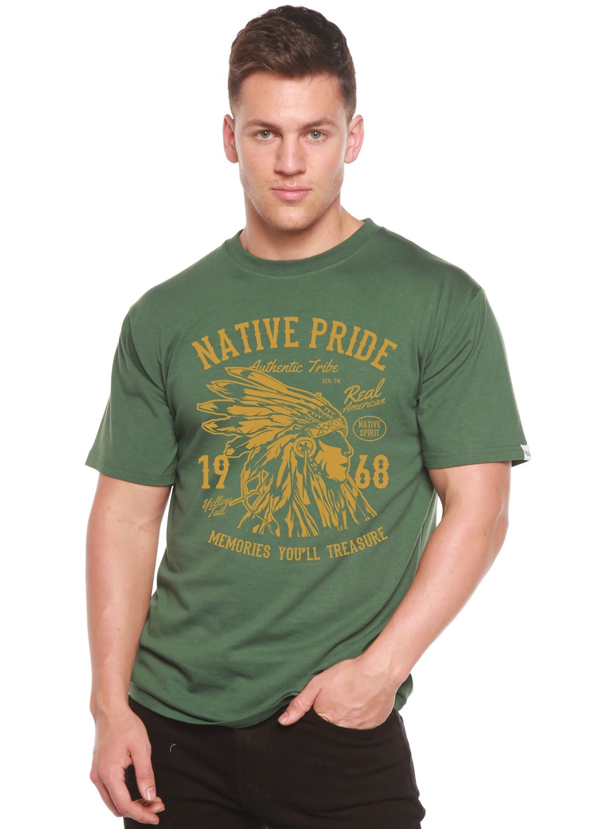 Native Pride Spun Bamboo® Men's Bamboo Viscose/Organic Cotton Short Sleeve Graphic T-Shirt Spun Bamboo