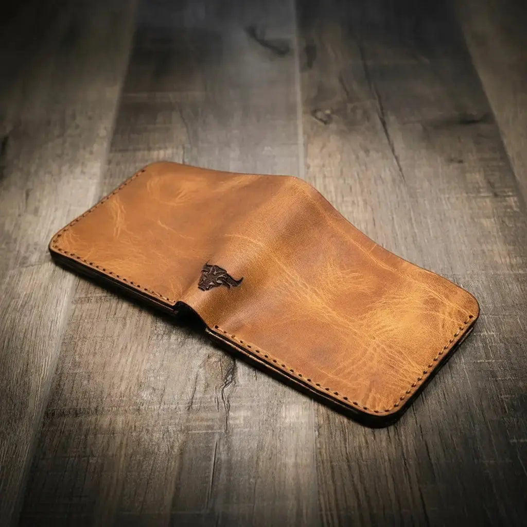 Badge Bifold Wallet Bull Sheath Leather