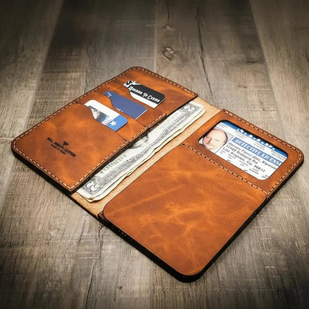 Badge Long Wallet Bull Sheath Leather