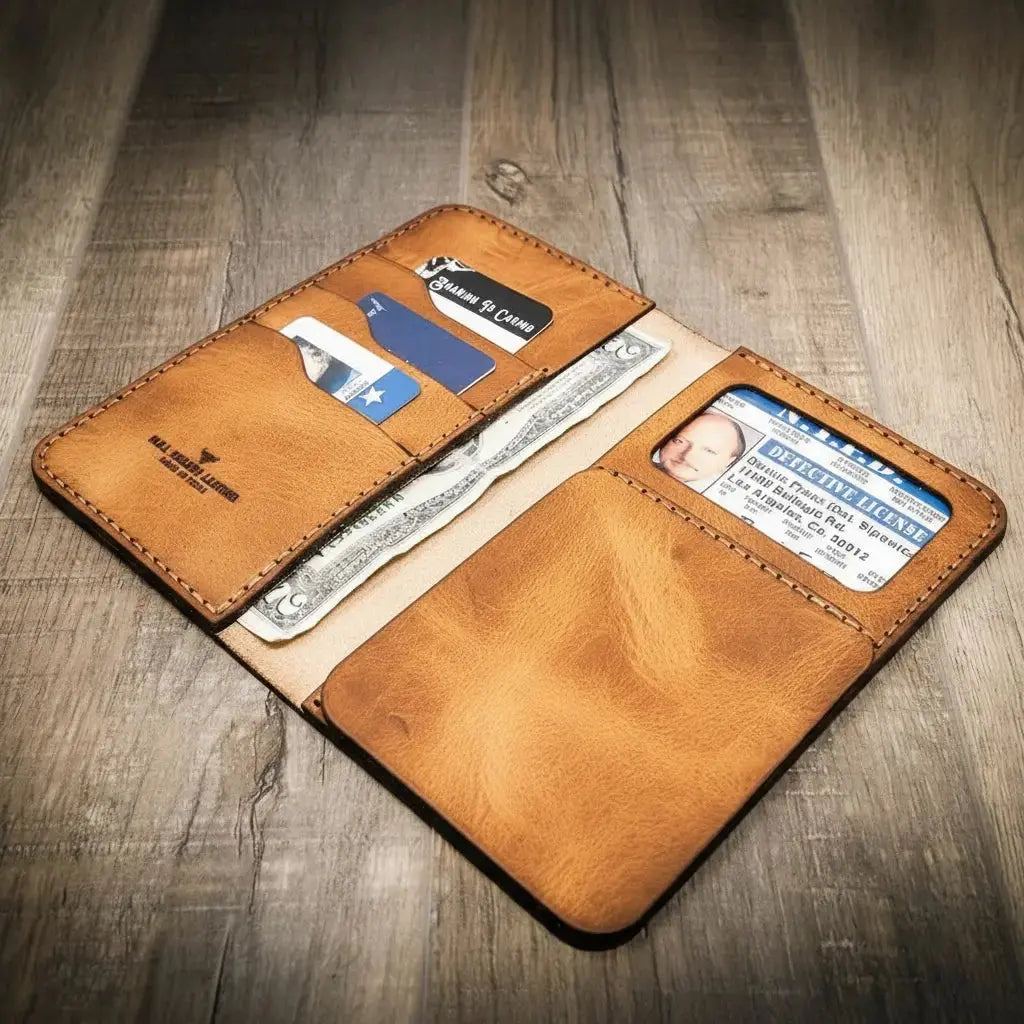 Badge Long Wallet Bull Sheath Leather