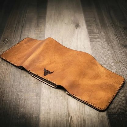 Badge Trifold Wallet Bull Sheath Leather