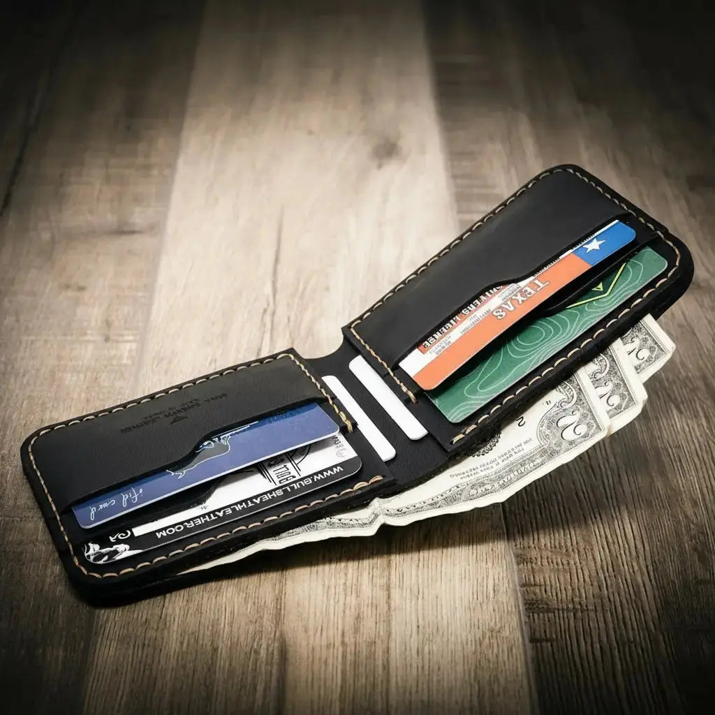 Western Bifold Wallet Bull Sheath Leather