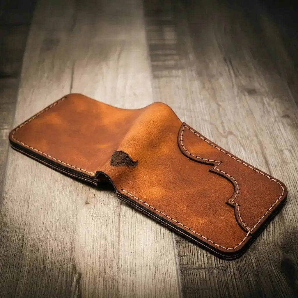 Western Bifold Wallet Bull Sheath Leather