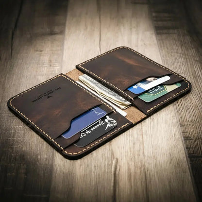 Western Vertical Wallet Bull Sheath Leather
