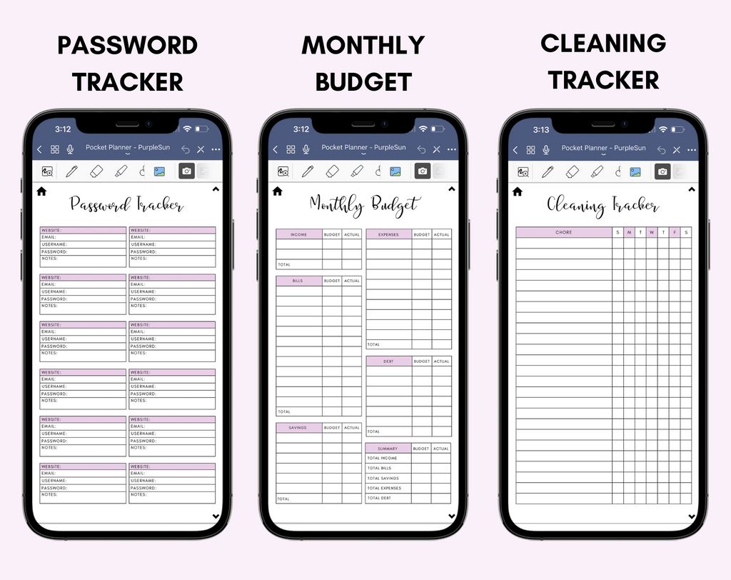 Digital Phone Planner Purple Jessica Autumn