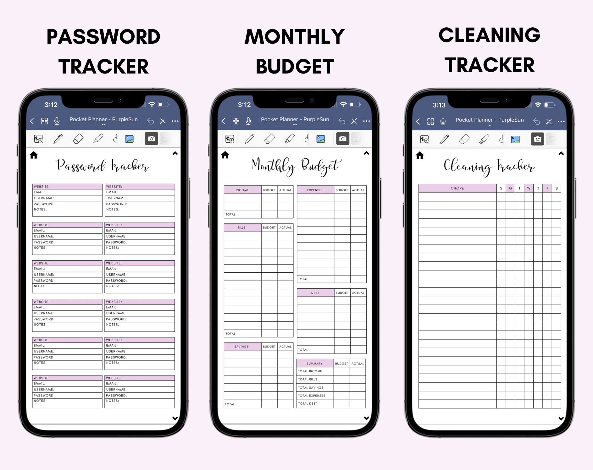 Digital Phone Planner Purple Jessica Autumn