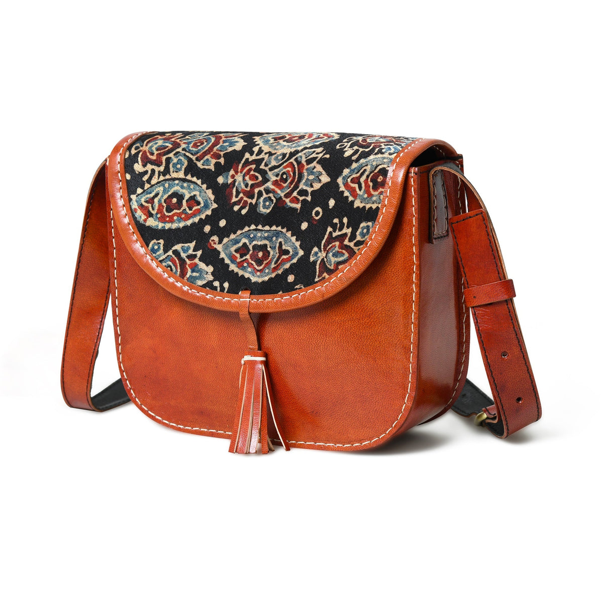 Astounding Ajrakh Ethnic Satchel Classy Leather Bags