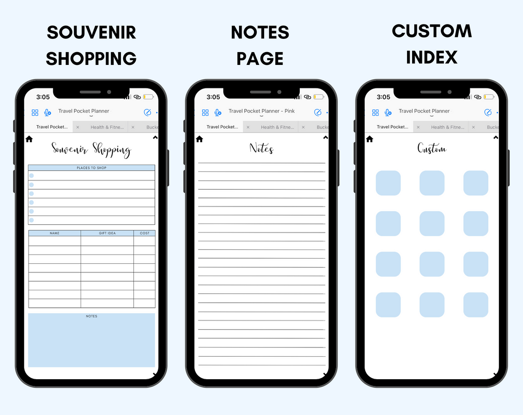 Digital Travel Phone Planner Blue Jessica Autumn