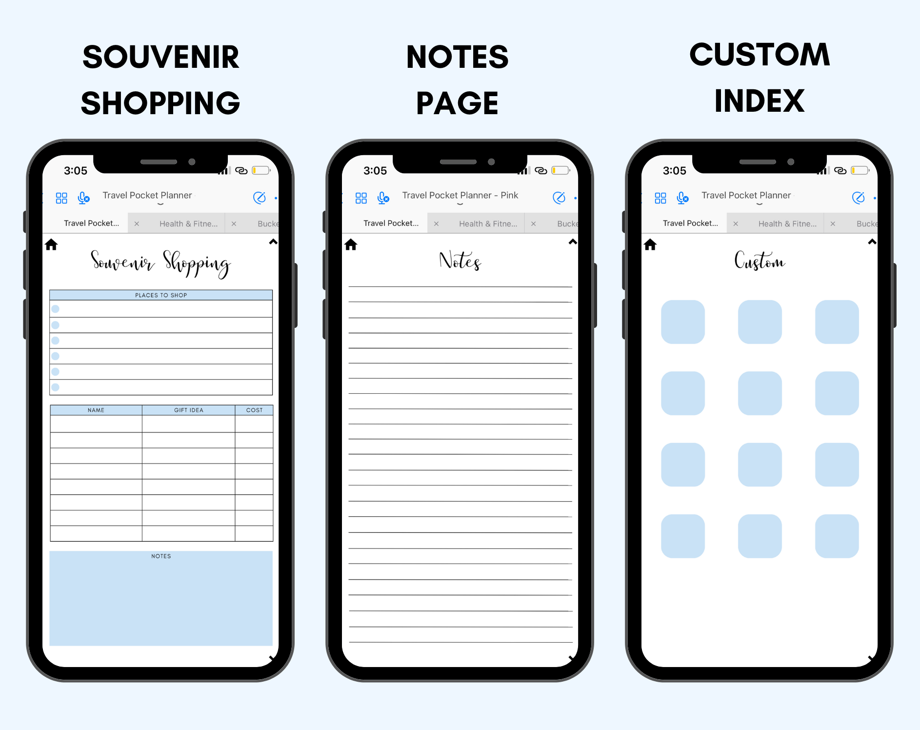 Digital Travel Phone Planner Blue Jessica Autumn